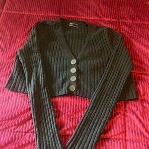 Urban Outfitters Black Ribbed Knit Cardigan